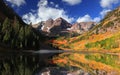 Fall foliage at scenic Maroon bells in Colorado Royalty Free Stock Photo