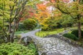 Fall Foliage Stone Bridge Garden Royalty Free Stock Photo