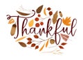 Fall Foliage Thankful Lettering Card Royalty Free Stock Photo