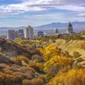 Fall foliage and view of downtown Salt Lake City Royalty Free Stock Photo