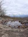 Fall Foliage View from Giant Ledge Mountain in September in Catskill Mountains. Royalty Free Stock Photo