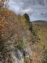 Fall Foliage View from Giant Ledge Mountain in September in Catskill Mountains. Royalty Free Stock Photo