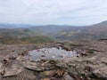 Fall Foliage View from Giant Ledge Mountain in September in Catskill Mountains. Royalty Free Stock Photo