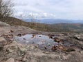 Fall Foliage View from Giant Ledge Mountain in September in Catskill Mountains. Royalty Free Stock Photo