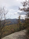 Fall Foliage View from Giant Ledge Mountain in September in Catskill Mountains. Royalty Free Stock Photo