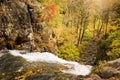 Fall forest waterfall stream Elomovsky in russian Primorye Royalty Free Stock Photo