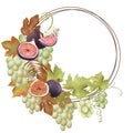 Fall fruit wreath of green grapes and figs