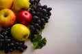 Fall fruits still life. Grapes and apples Royalty Free Stock Photo