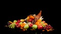 Fall fruits and vegetables in a cornucopia Royalty Free Stock Photo