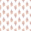 Fall Geometric Orange and Purple Berries Seamless Pattern Background Royalty Free Stock Photo