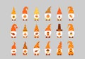 Fall gnomes bundle. Autumn decorations. Set of cute cartoon characters. Vector template for banner, poster, greeting Royalty Free Stock Photo