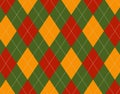 Fall Green and Orange Argyle Background Royalty Free Stock Photo
