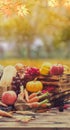 Fall harvest cornucopia. Autumn season Thanksgiving day concept Royalty Free Stock Photo