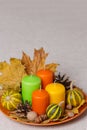 Fall holidays - Halloween and Thanksgiving. Still life - candles Royalty Free Stock Photo