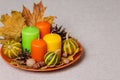 Fall holidays - Halloween and Thanksgiving. Still life - candles Royalty Free Stock Photo