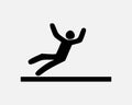 Person Falling Icon Slip and Fall Down Trip Accident Slippery Vector Black White Silhouette Symbol Sign Graphic Clipart Vector