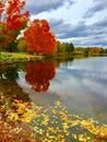 Fall landscape on Big Indian Pond in Central Maine