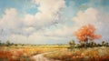 Fall Landscape Painting By John Saunders - Poetic Pastoral Scenes