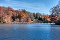 Fall Landscape with reflections in Lake Junaluska Royalty Free Stock Photo