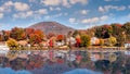 Fall Landscape with reflections in Lake Junaluska Royalty Free Stock Photo