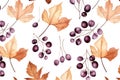 Fall leave. Harvest pattern. Watercolor autumn seamles. Vector illustration design