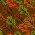 Fall of leaves in autumn. Seamless pattern of dried oak leaves