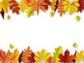 Fall leaves concept. Autumn border, paper cut frame of orange and red leaf. Thanksgiving foliage decoration. Seasonal Royalty Free Stock Photo