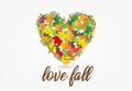 Fall leaves heart shape logo Royalty Free Stock Photo