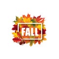 Fall leaves sign. Autumn leaf frame. Nature symbol Royalty Free Stock Photo