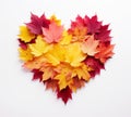 Fall in Love with Autumn: A Stunning Maple Leaf Heart on a White Background