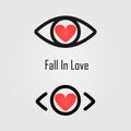 Fall in love logo design.The best vision idea concept.Human eye