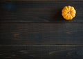 Fall Mini Pumpkin in Minimalist Still Life Card on Moody, Dark Shiplap Wood Boards with Extra Room or space for copy, text or your