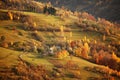 Fall in mountain village. October scene Royalty Free Stock Photo
