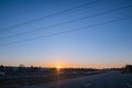 A fall November sunset over the I-494 interchange in Eagan, Minnesota Royalty Free Stock Photo