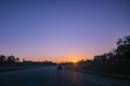 A fall November sunset over the I-494 interchange in Eagan, Minnesota Royalty Free Stock Photo