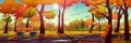 fall park or forest panorama, autumn landscape Royalty Free Stock Photo