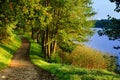 Fall path by lake