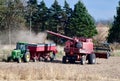 Combine Unloading Soybeans Into Carts