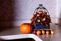 Fall pumpkin decoration kitchen Royalty Free Stock Photo