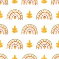 Fall rainbow pattern, fall leaves, acorn Cute autumn seamless background for fall season. Thanksgiving time