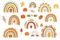 Fall rainbow set. Autumn rainbows collection Floral rainbows Thanksgiving day elements isolated kit