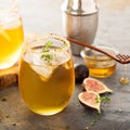 Fall refreshing cocktail with fig, honey and thyme