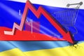 The fall of the Russian economy due to the war with Ukraine. Stop the war between Russia and Ukraine. Solidarity with Ukraine. 3D