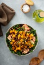 Fall salad with kale, roasted squash and apples