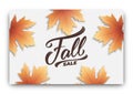 Fall sale background layout design. Fall lettering and autumn leaves. Autumn sale banner Royalty Free Stock Photo