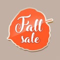 Fall sale banner with red fall aspen tree leaf