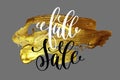 Fall sale hand lettering design on golden brush