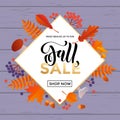 Fall sale poster banner vector leaf pattern background for autumn shopping Royalty Free Stock Photo