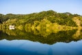 Fall Scene with Autumn Trees Reflection in Lake Royalty Free Stock Photo