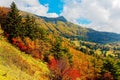 Fall scenery of Shiga Kogen Highland, a beautiful national park & tourist destination in Nagano, Japan, with Mt. Kasagadake